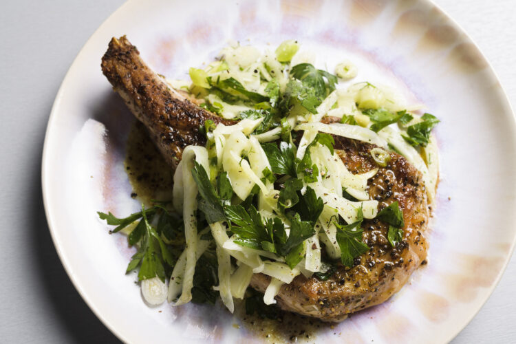 These simple seared pork chops boast flavors of porchetta without the work